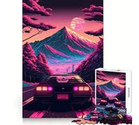 Puzzle Synthwave Voiture en Mouvement 1000 Pièces pour Adolescents Jeu Cognitif Silencieux Bordure Premium Cadeau de Noël 50x75cm