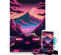 Puzzle Synthwave Voiture en Mouvement 1000 Pièces pour Adultes Jeu Intellectuel et Détente Pièce de Qualité Fine Art 38x52cm