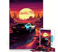Puzzle Synthwave Voiture en Mouvement pour Adultes 1000 Pièces Pure Logic Toy Peaceful Time Sharp Cut Cadeau Cœur 38x26cm