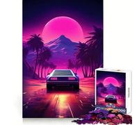 Puzzle Synthwave Voiture pour Adolescents 1000 Pièces Jeu de Réflexion Simple et Amusant Cadeau Précieux 38x52cm