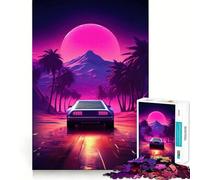 Puzzle Synthwave Voiture pour Adolescents 1000 Pièces Jeu de Réflexion Simple et Amusant Cadeau Précieux 38x52cm