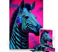 Puzzle Synthwave Zebra 1000 pièces pour Adolescents, Jeu de réflexion, Moment de complicité, découpe de précision, pièce de Collection Artistique 50x75cm