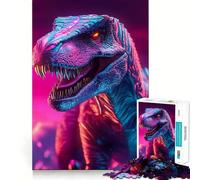 Puzzle T-Rex néon Difficile pour Adultes, 1000 pièces, Jeu de logique et de Train, Moment paisible, découpe Lisse, Cadeau de qualité supérieure (38x26cm)