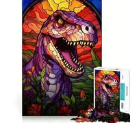 Puzzle T-Rex Vitrail 1000 pièces pour Adolescents, idéal pour développer la mémoire, se détendre et Offrir Un Joli Cadeau 38x52cm