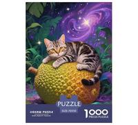 Puzzle Tabby 1000 Pièces en Carton pour Adultes Jeu ÉduChatif Jeu De Défi Casse-tête Chat Tigré Jacquier Cadeau Enfant Home Decor 70x50cm/1000pcs