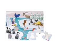 Janod - Puzzle Tactile Enfant La Vie sur la Banquise 20 Pièces dont 7 Texturées - Jeu Educatif et Sensoriel - Toucher, Motricité Fine et Concentration - Dès 2 Ans, J02773