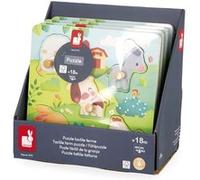 Janod - Puzzle tactile Ferme 5 pièces en bois, textures - Jeu d'éveil J07129