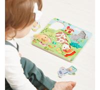 Janod - Puzzle tactile Ferme 5 pièces en bois, textures - Jeu d'éveil J07129