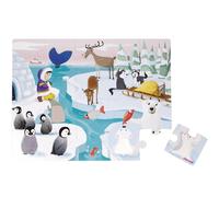 Janod – Puzzle tactile 20 pièces La vie sur la banquise – 7 pièces texturées – Dès 2 ans