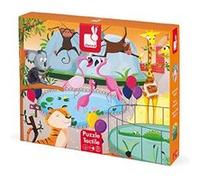 Janod Puzzle tactile enfant Une Journée au Zoo J02774 - 20 pièces dont 7 texturées - Dès 2 ans
