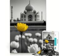 Puzzle Taj Mahal Fleur Jaune 1000 Pièces pour Adultes Jeu de Découpe de Qualité Professionnelle Activité de Groupe Relaxante en Intérieur (50x75cm)