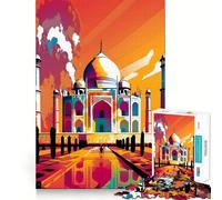 Puzzle Taj Mahal Inde Pop Art 1000 pièces pour Adultes Jeu de réflexion Stimulant Pièce de Collection Découpe Nette et précise 38x52cm
