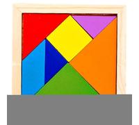 Puzzle Tangram en Bois - Casse-tête | Jouet Éducatif pour | Jeu De Logique 3D, Blocs De Motifs De Forme Colorés, Cadeau d'apprentissage STEM pour en Bas Âge, 40 Pièces, 60 Défis, Ca
