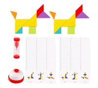 Puzzle Tangram - Puzzle Tangram éducatif en bois de 6,69 pouces avec minuterie de formes et feuilles de réponse, jeu de puzzle | Puzzle | Pour les voyages en famille en classe ou les activités de fête
