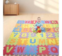 Puzzle Tapis Mousse Bébé,36 Pièces,Tapis de Jeu pour Enfants, en EVA Antidérapant, Non Toxique, avec Lettres et Chiffres, Certifié CE, Multicolore (36 pièces (Couleur))