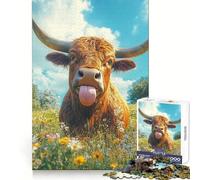 Puzzle Taureau Joueur dans la Prairie pour Adolescents 1000 Pièces Renforce la Mémoire Passe-Temps Calme Qualité Cadeau Festif (38x52cm)