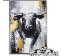 Puzzle Taureau Noir et Or 1000 Pièces pour Adolescents, Jeu de Puzzle Amusant et Difficile à Trouver Chaque Pièce Est Unique - Jeu Familial Amusant et Difficile (26x38cm)