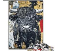 Puzzle Taureau Noir et Or 1000 pièces pour Adolescents, Jouets éducatifs, Jeux Anti-Stress, Cadeaux du Père Noël Secret pour Les Adolescents de 14 Ans et Plus (26x38cm)