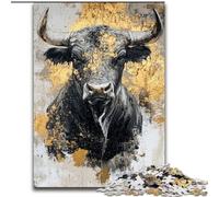 Puzzle Taureau Noir et Or 1000 Pièces pour Adultes et Adolescents, Jeu de Puzzle Amusant et Relevant, Chaque Pièce Est Unique - Jeu Familial Amusant et Relevant (26x38cm)
