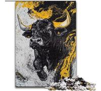 Puzzle Taureau Noir et Or 1000 pièces, Un défi à relever, mais Un Cadeau d'anniversaire Amusant et Humoristique, des Cadeaux, Une décoration Murale (50x75cm)