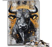 Puzzle Taureau Noir et Or 2000 pièces pour Adolescents, adapté aux Personnes de 14 Ans et Plus Idées Cadeaux de décoration intérieure 70x100cm