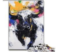 Puzzle Taureau Noir et Or pour Adultes et Ados, 1000 pièces, Jouets Éducatifs, Jeux Anti-Stress, Cadeaux d'anniversaire Uniques (26x38cm)