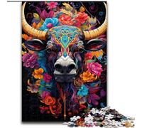 Puzzle Taureaux Colorés 1000 Pièces pour Adolescents, à partir de 14 Ans, Décoration Murale, Cadeaux Uniques pour Anniversaire et Noël (50x75cm)