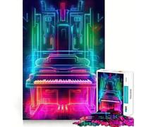 Puzzle Techno Neon Piano Player 1000 pièces pour Adultes, Jeu de réflexion apaisant et Amusant, découpe Premium, Cadeau d'anniversaire 38x26cm