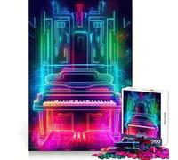Puzzle Techno Néon Piano pour Adultes 1000 Pièces Jeu de Réflexion Amusant et Silencieux Découpe Précise Décoration Murale 38x52cm