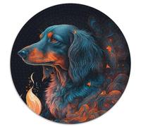 Puzzle Teckel 1000 pièces pour Adultes. Puzzle Rond 1000 pièces pour Les Adolescents, Les Couples et Les Amis pour Les Anniversaires et Noël (Taille 67,5 x 67,5 cm).