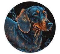 Puzzle Teckel 1000 pièces, Puzzle Rond 1000 pièces, activité éducative pour Les compétences cognitives, amélioration des compétences cognitives, 67,5 x 67,5 cm