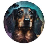Puzzle Teckel 1000 pièces, Puzzle Rond 1000 pièces, décoration idéale pour la Maison ou Le Bureau, Cadeau de Noël idéal (1000 pièces, 67,5x67,5cm)