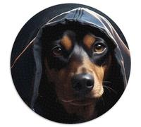 Puzzle Teckel 1000 pièces, Puzzle Rond pour Adultes, décoration d'intérieur, entraînement cérébral et Cadeaux de Noël, 67,5 x 67,5 cm