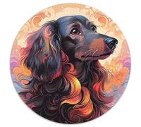 Puzzle Teckel 1000 pièces Rond pour Adultes, Divertissement Relaxant, Cadeau de Noël idéal et décoration d'intérieur 67,5 x 67,5 cm
