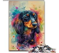 Puzzle Teckel Aquarelle 1000 pièces pour Adolescents, activité familiale Amusante à la Maison, Cadeau d'anniversaire, Cadeau de Voyage (50x75cm)
