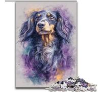 Puzzle Teckel Aquarelle pour Adultes 1000 pièces, Jeu éducatif et décompressant pour Anniversaire et Noël (26x38cm)