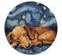 Puzzle Teckel Ciel Nocturne 1000 pièces, Puzzle Rond de 1000 pièces pour décoration intérieure, entraînement cérébral et Cadeaux de Vacances 67,5 x 67,5 cm