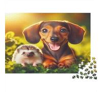 Puzzle Teckel Hérisson 1000pcs 70x50cm Papier Recy dultes Compagnons Forêt Défi Difficile Stimulation Cérébrale Cadeau