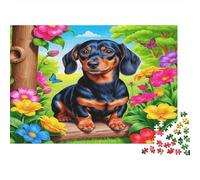 Puzzle Teckel pour Adultes, Puzzle de Fleurs colorées, 1000 pièces, Papier recyclé, Niveau de difficulté élevé, Idéal pour se détendre et Passer Le Temps, 75 x 50 cm / 1000 pièces