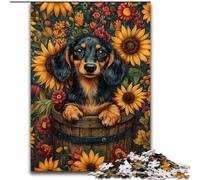 Puzzle Teckel Tournesol 1000 pièces pour Adolescents et Adultes Un Jeu Stimulant, idéal comme Cadeau pour Toute la Famille (26x38cm)