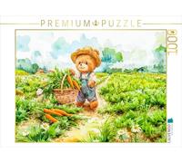 CALVENDO Puzzle Teddy Portant Un Panier Plein de Carottes | 1000 pièces de Taille de la Ponte 64 x 48 cm Puzzle Photo pour des Heures heureuses