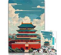Puzzle Temple Interdit pour Adultes et Adolescents, Puzzle pour Tuer Le Temps avec des pièces de Formes aléatoires entièrement emboîtables 38x26cm