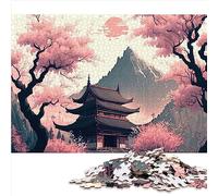 Puzzle Temple Japonais 1000 Pièces en Bois pour Adultes et Adolescents - Cadeau - Taille: 50x75cm