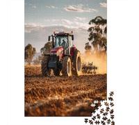 Puzzle Terres agricoles sous Un Soleil doré, Tout en Rouge pour Adultes,38x26cm/1000pcs,Jeu ÉduChatif,décoration De La Maison,Tracteur agricole