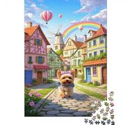 Puzzle Terrier Yorkshire Composé De 1000 Pièces pour Adultes,Style Rural Un Jeu De Dexérité Très Difficile Puzzle en Bois Jeu ÉduChatif avec des Défis l'art De La Décoration Moderne 1000pcs (75x50cm)