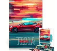 Puzzle Tesla Model Speed 1000 pièces pour Adolescents, Jeu de logique et de Coordination, Anti-Stress, découpe précise, Joli Cadeau 38x26cm