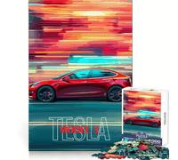 Puzzle Tesla Model Speed 1000 pièces pour Adolescents, Jeu de logique et de Coordination, Anti-Stress, découpe précise, Joli Cadeau 38x26cm
