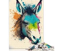 Puzzle tête d'âne coloré pour Adultes, 100% recyclé, Puzzles Difficiles pour Enfants de 12 Ans et Plus, Cadeau de Noël, 1000 pièces (75 x 50 cm)