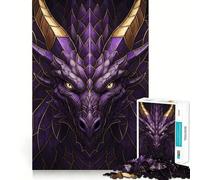 Puzzle tête de Dragon Violet et Or pour Adultes, 1000 pièces, édition limitée, thème Recall Upgrade Peaceful Time Tight Cut Santa Wish List (38x52cm)