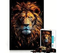 Puzzle Tête de Lion Rouge 1000 Pièces pour Adolescents Stimule la Mémoire Loisirs Faciles Bords Nets Surprise de Noël (38x26cm)